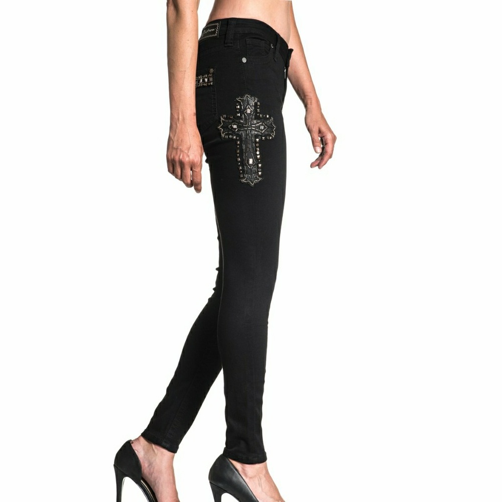 NEW AFFLICTION RAQUEL STANDARD BLACK DENIM - Picture 4 of 8